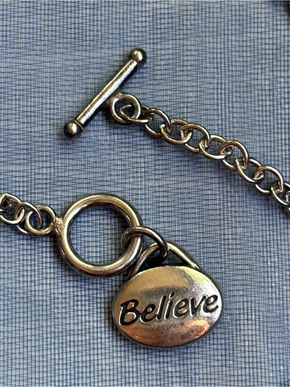 Believe Toggle Charm Bracelet - Sterling Silver